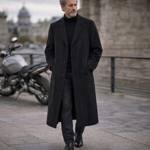 Mario Valente Merino Lambswool Coat 40 Charcoal Black Made In Italy Quiet Luxury